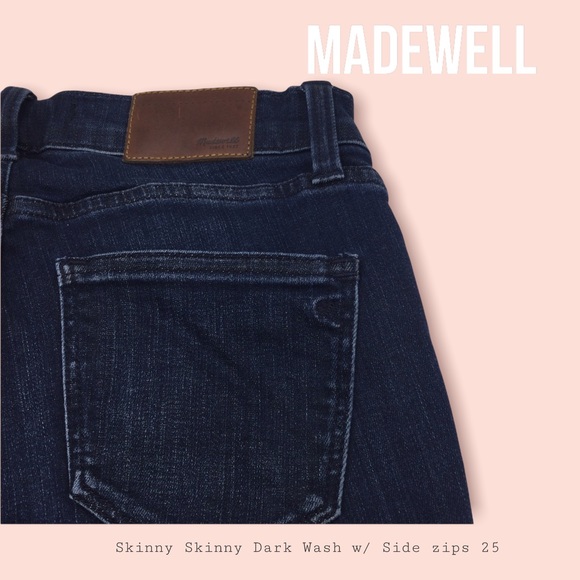 MADEWELL|Skinny skinny Dark wash w zips SZ 25 EUC - Picture 8 of 15